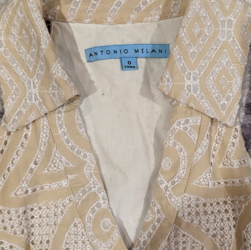 Antonio Melani Eyelet Lace Button Down Dress Size 0 - Picture 2 of 13